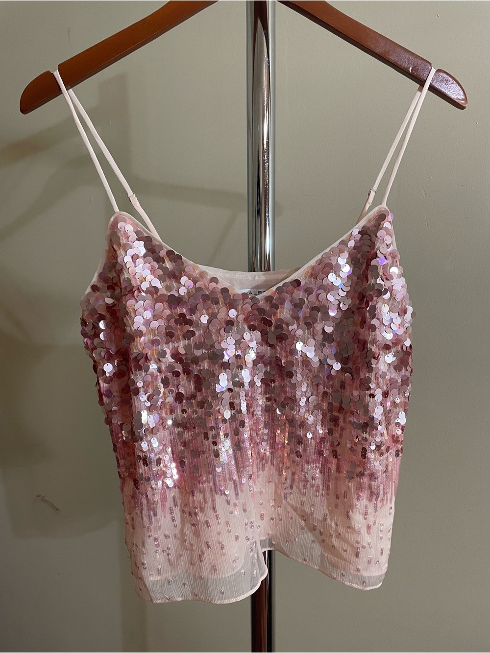 Halston Heritage Pink Sequin Camisole Top